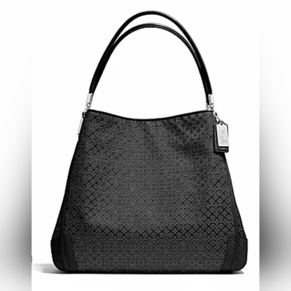 COACH F27843 MADISON OP ART PEARLESCENT FABRIC PHOEBE SHOULDER BAG